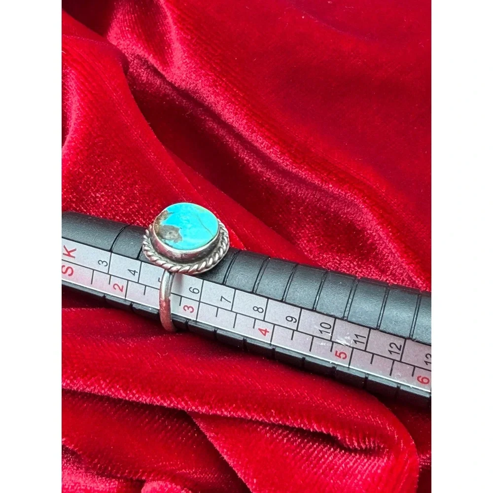 Vintage Sterling Silver Turquoise Ring Size 2.5 Southwestern Pinky Ring Boho